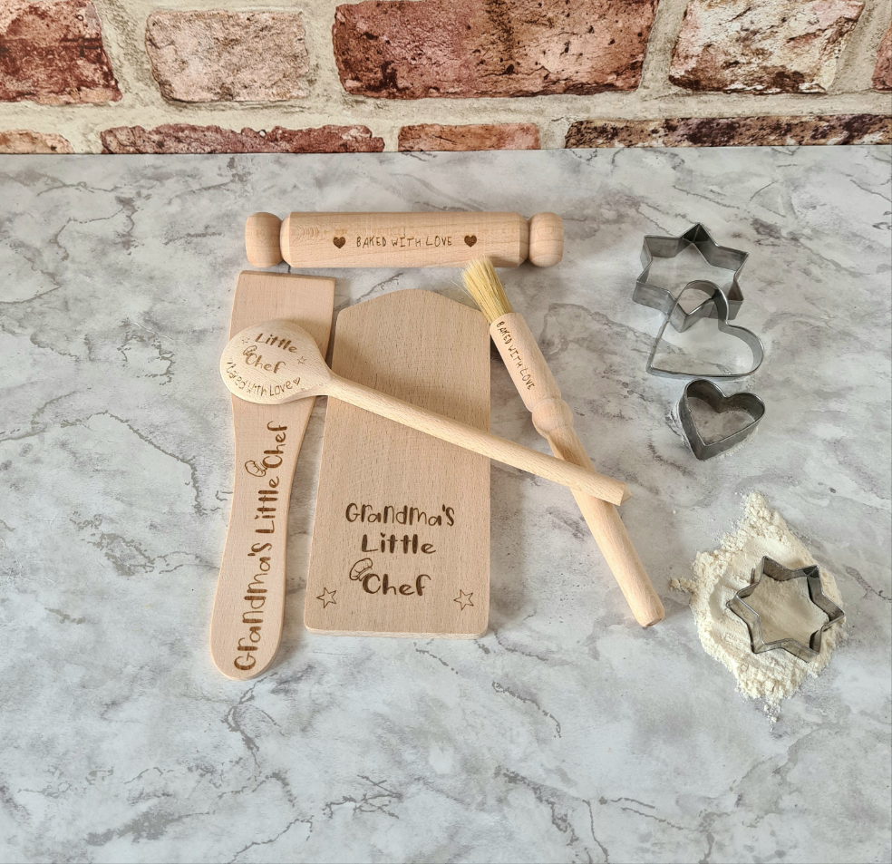 Childrens Personalised Wooden Baking Set