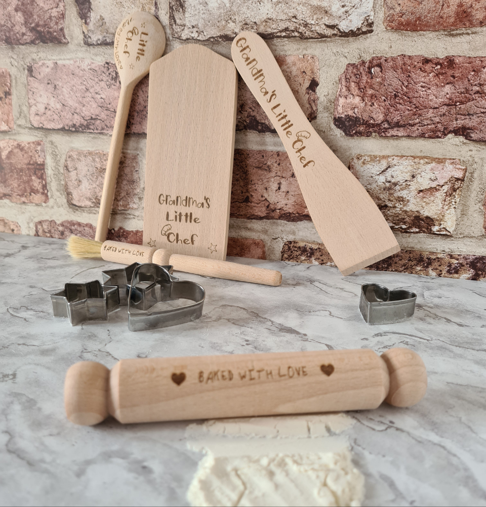 Childrens Personalised Wooden Baking Set