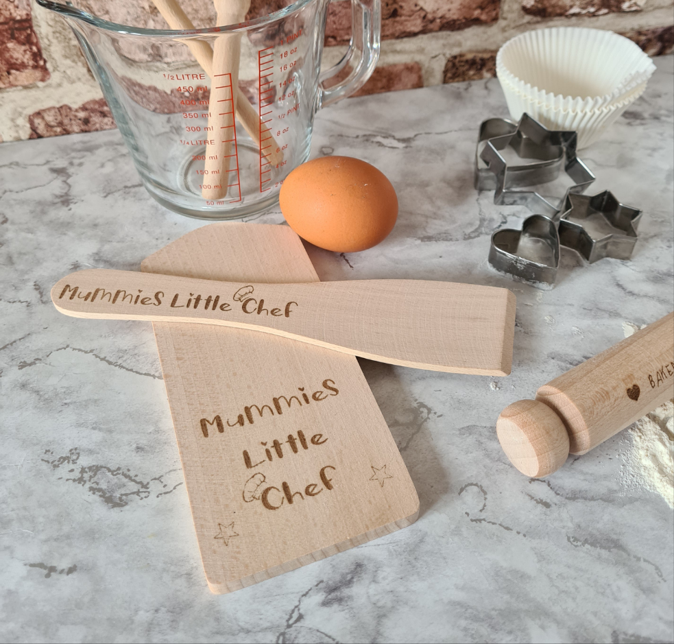 Childrens Personalised Wooden Baking Set