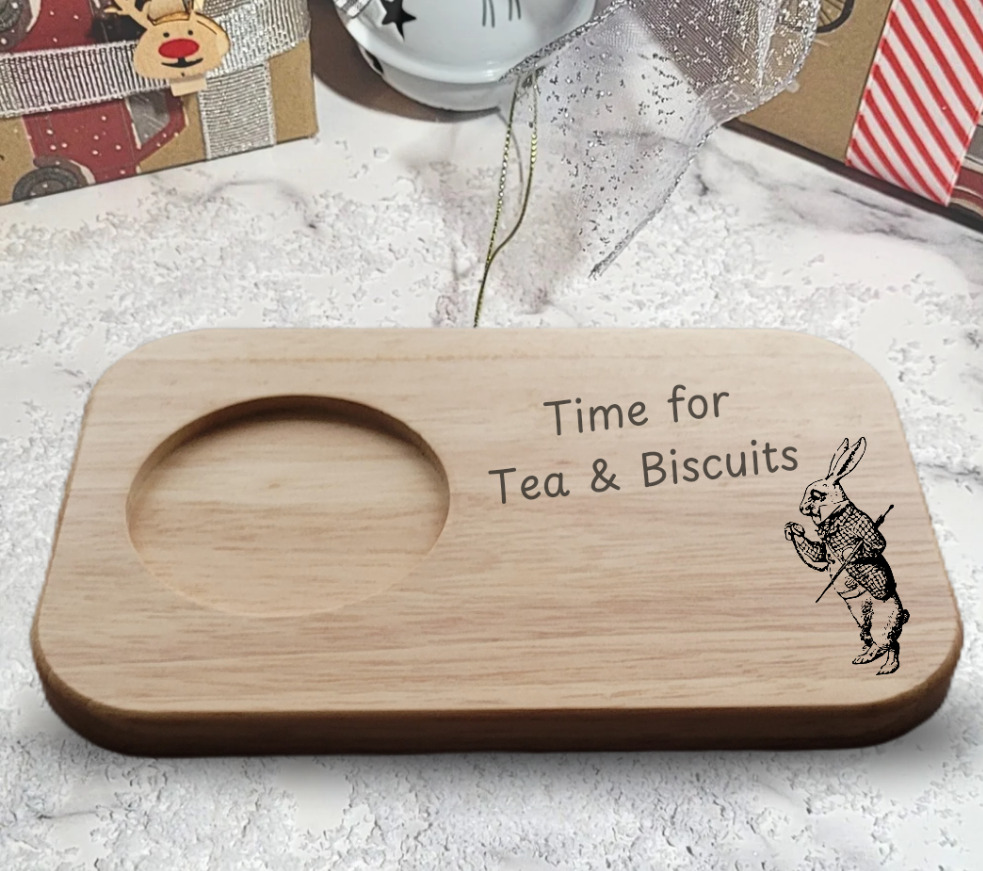 Personalised tray for tea and biscuits