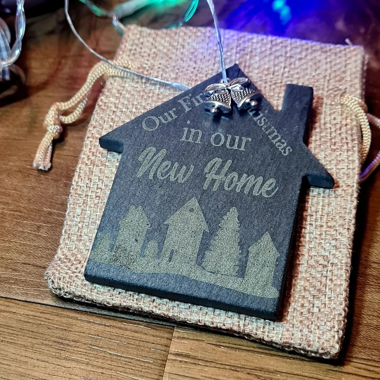 1st Christmas in our new home Slate Christmas personalised ornament