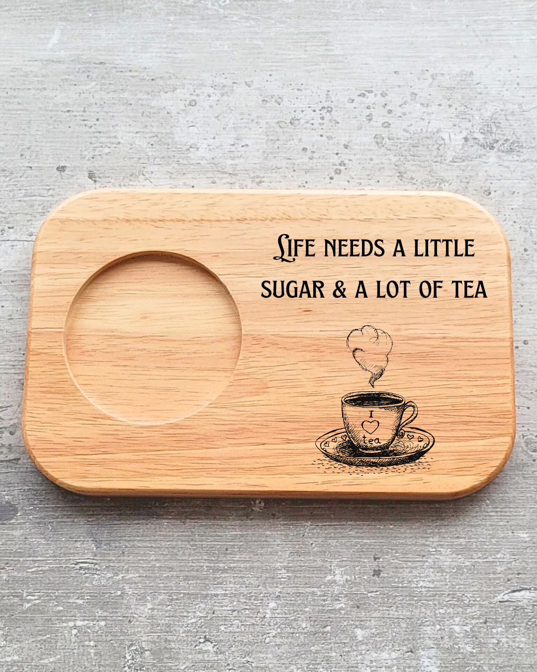 Personalised tray for tea and biscuits