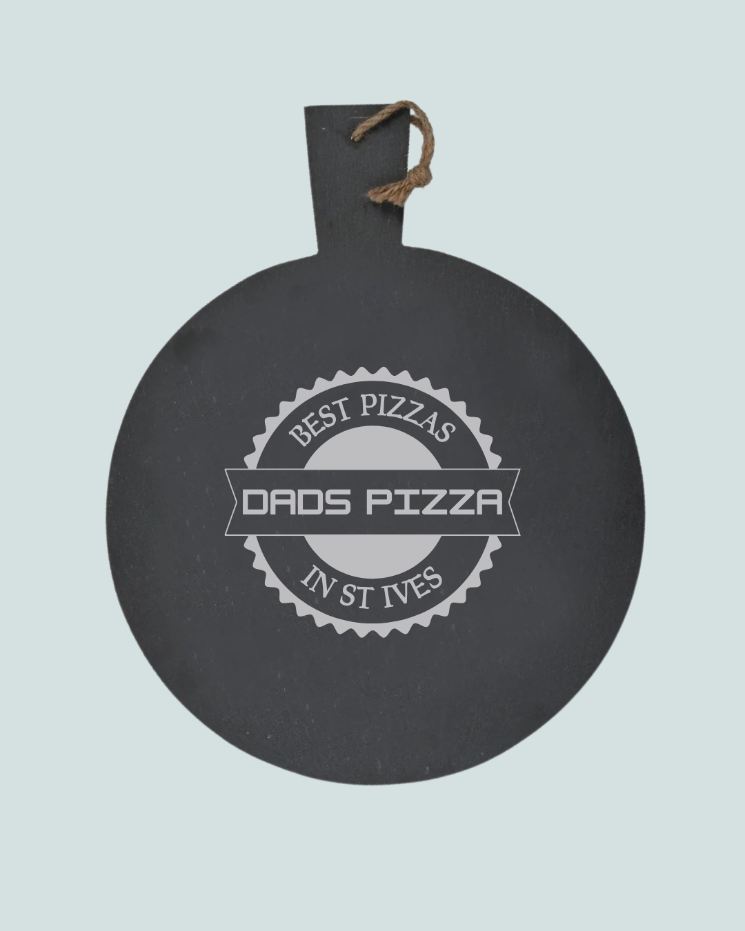 Engraved round pizza serving board gift for dad's 
