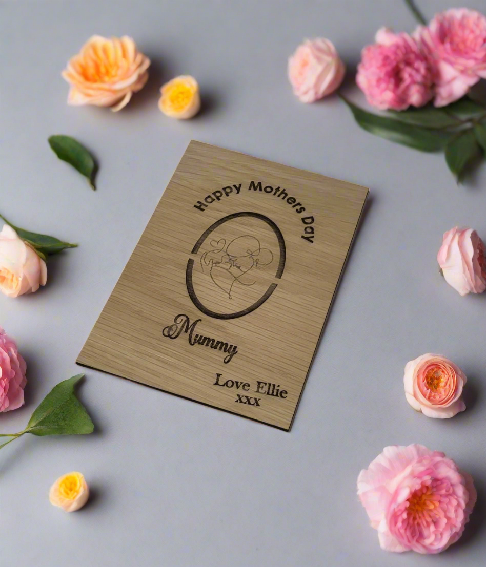 Unique mothers day wooden card for mum