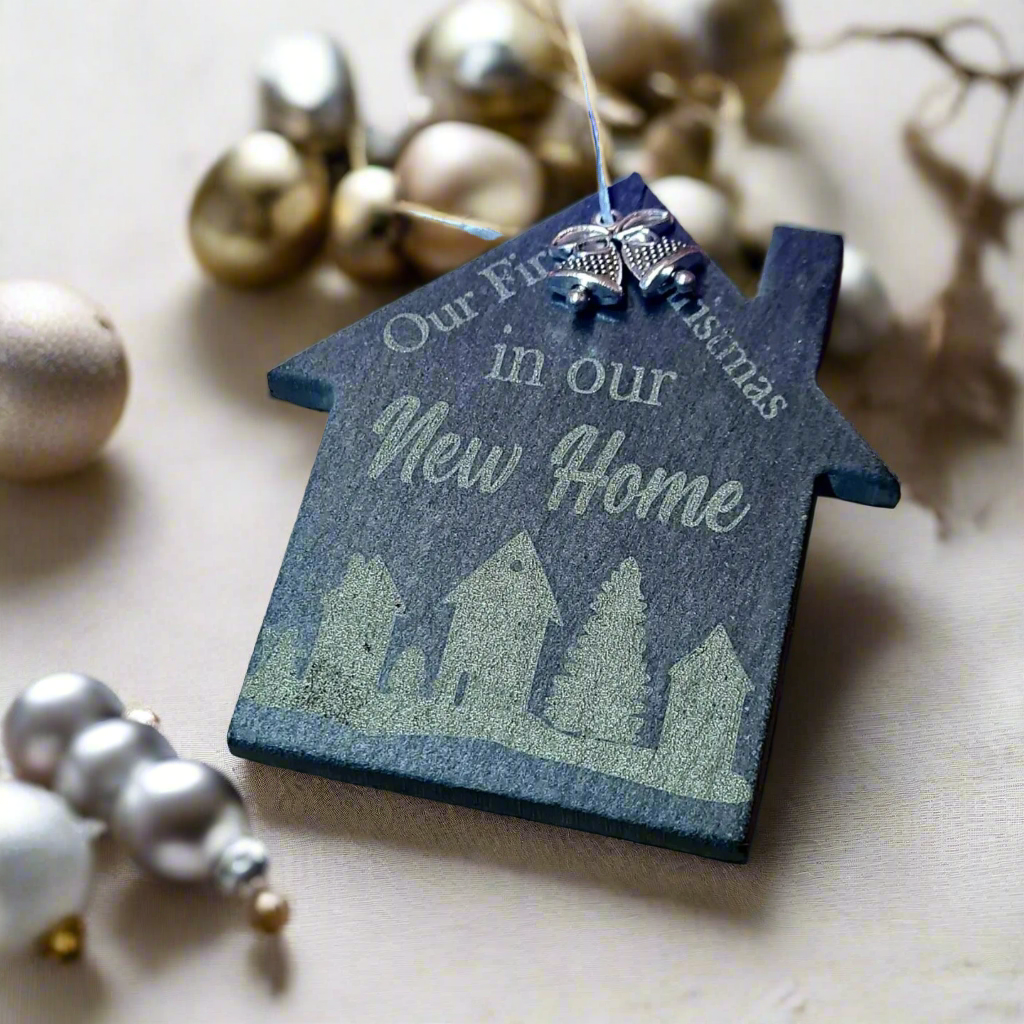 1st Christmas in our new home Slate Christmas personalised ornament