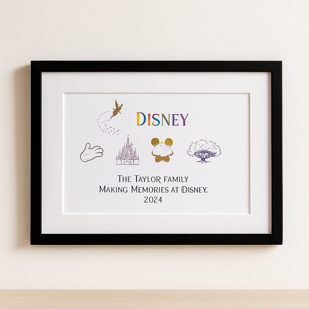 Personalised Disney-Inspired Foil Print in Frame – Magical Family Keepsake