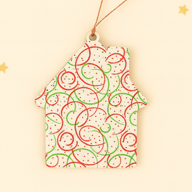 cotton printed red and green swirl material example 