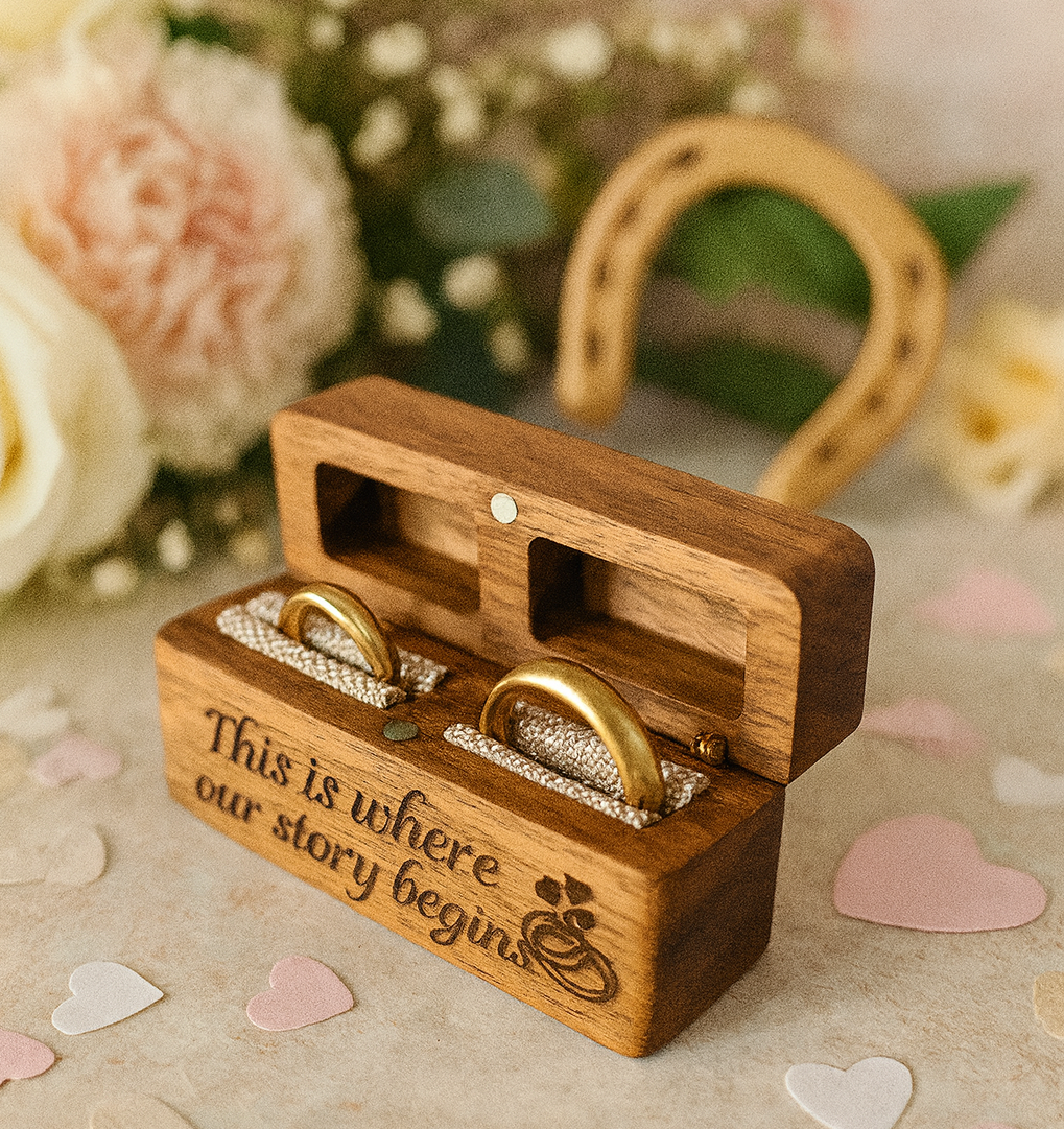 Personalised Wedding/Engagement Ring Box - Walnut Ring Box