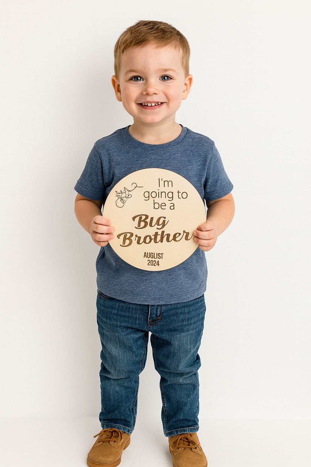 Personalised Sibling Pregnancy Announcement Sign | Wooden Photo Prop