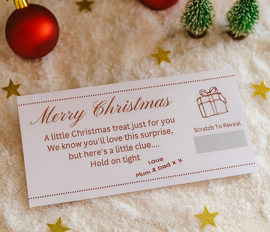 Personalised Christmas scratch and reveal foil ticket