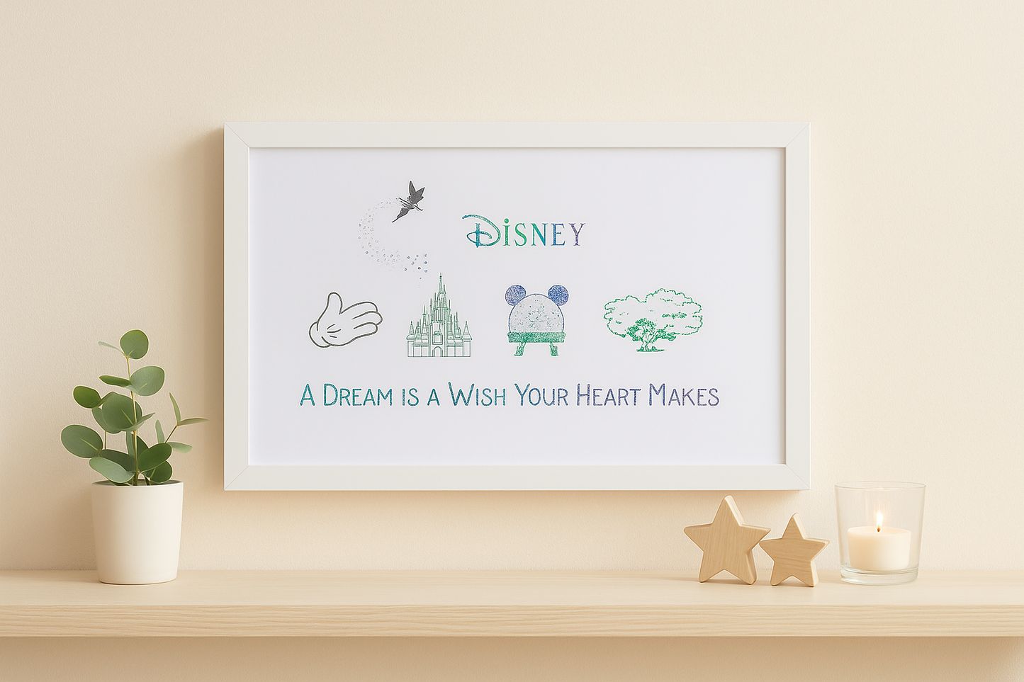 Personalised Disney-Inspired Foil Print in Frame – Magical Family Keepsake