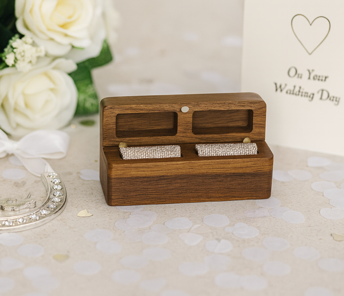 Personalised Wedding/Engagement Ring Box - Walnut Ring Box