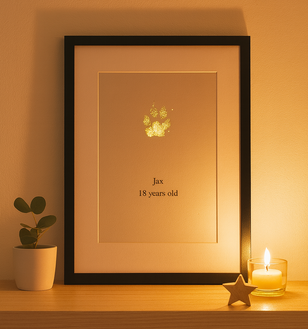 Personalised A4 Pet Paw Print in Frame - Unique Keepsake Gift