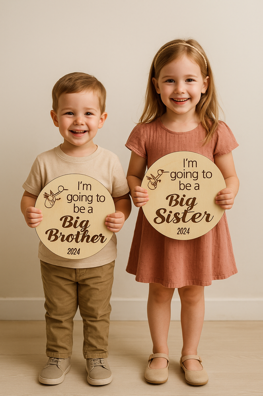 Personalised Sibling Pregnancy Announcement Sign | Wooden Photo Prop
