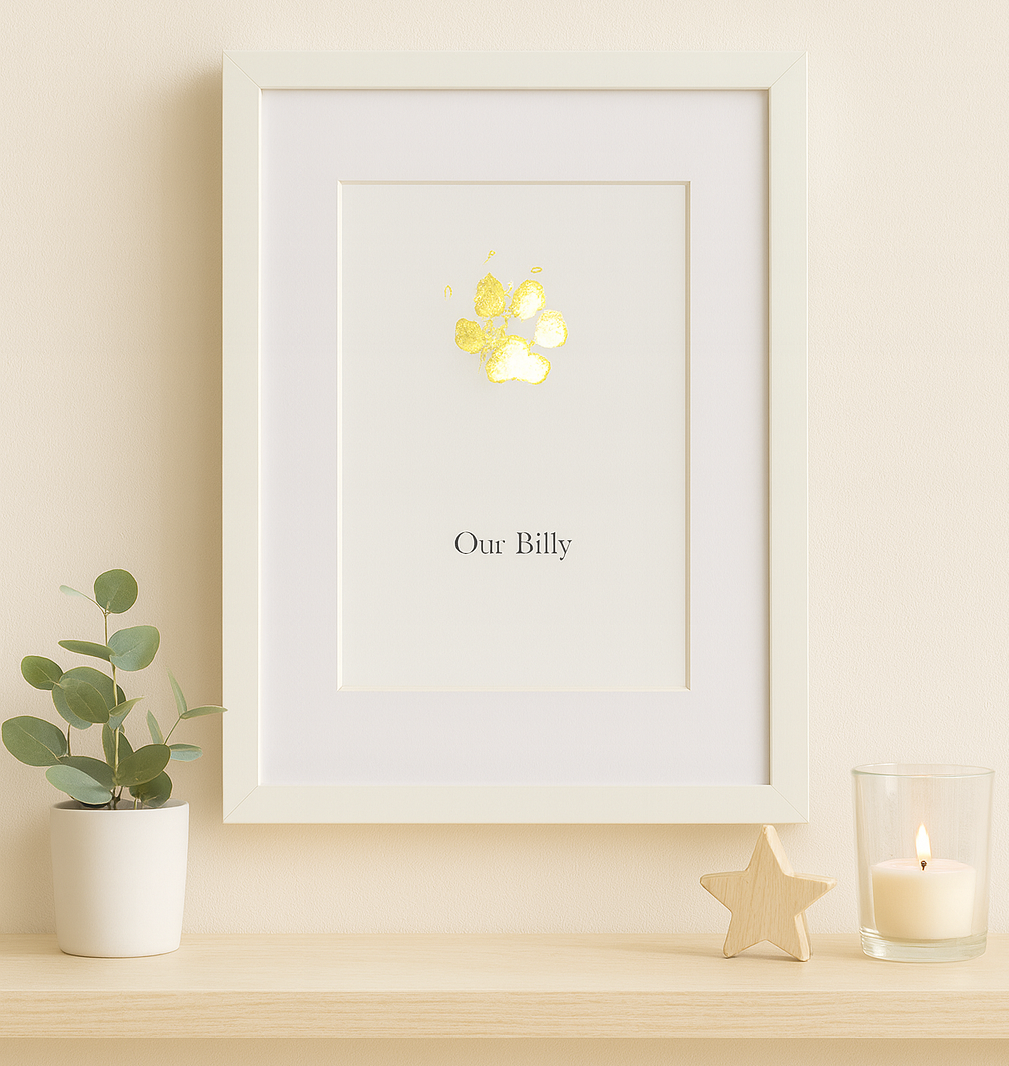Personalised A4 Pet Paw Print in Frame - Unique Keepsake Gift