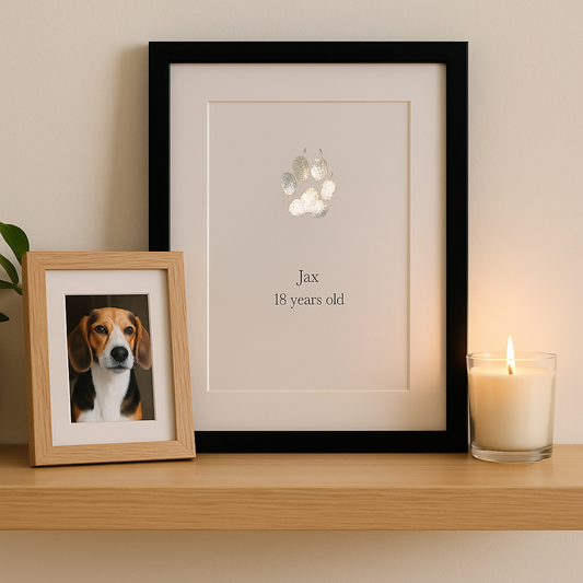 Personalised A4 Pet Paw Print in Frame - Unique Keepsake Gift