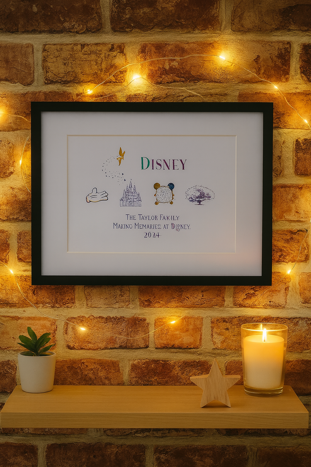 Personalised Disney-Inspired Foil Print in Frame – Magical Family Keepsake