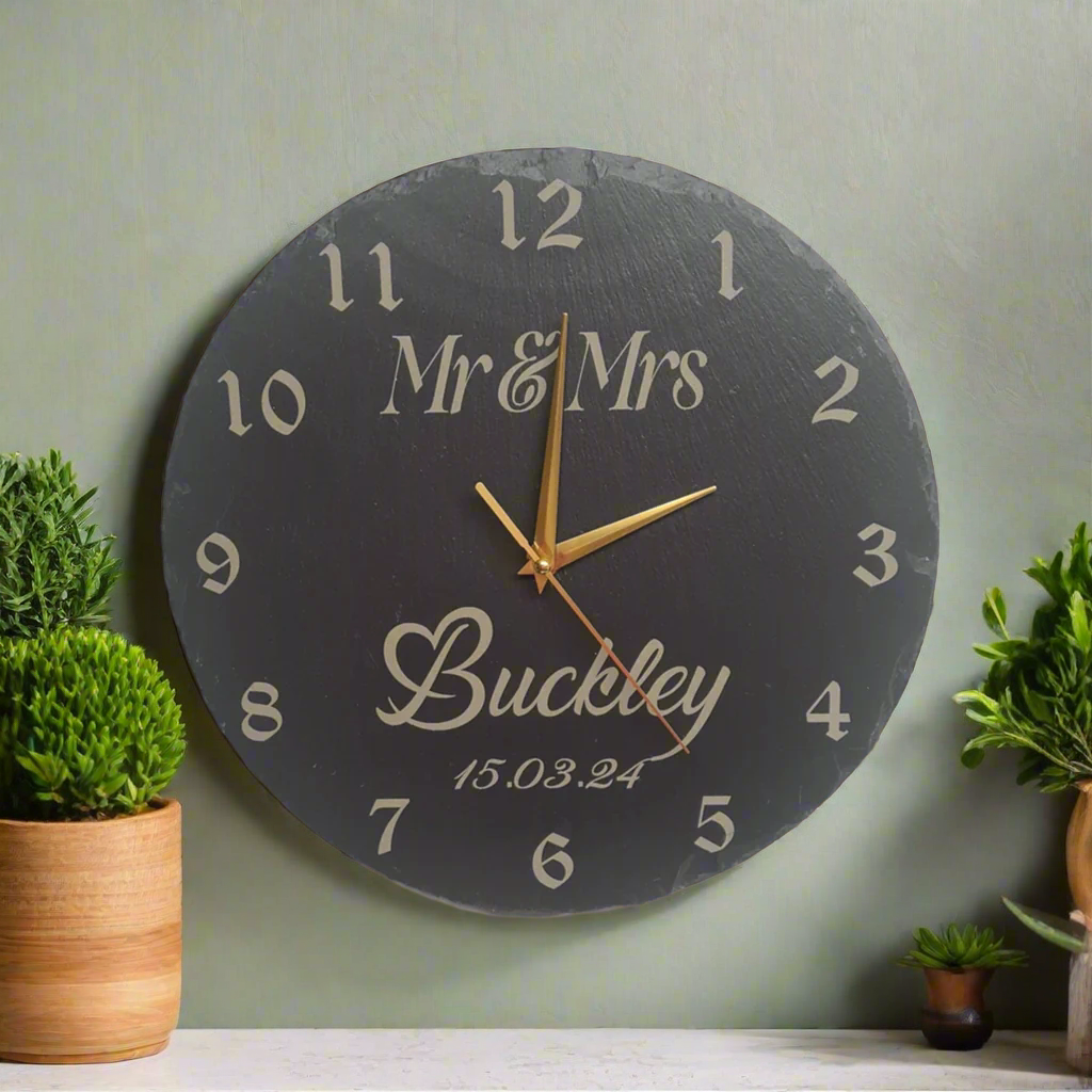 slate personalised wall clock