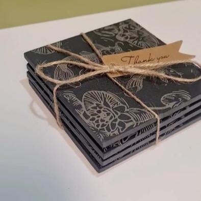 4 set of slate coasters