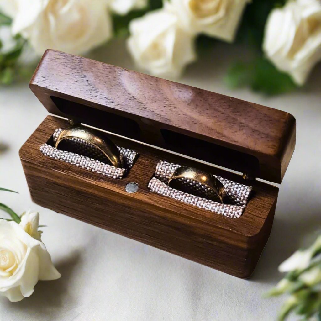 Personalised Wedding/Engagement Ring Box - Walnut Ring Box