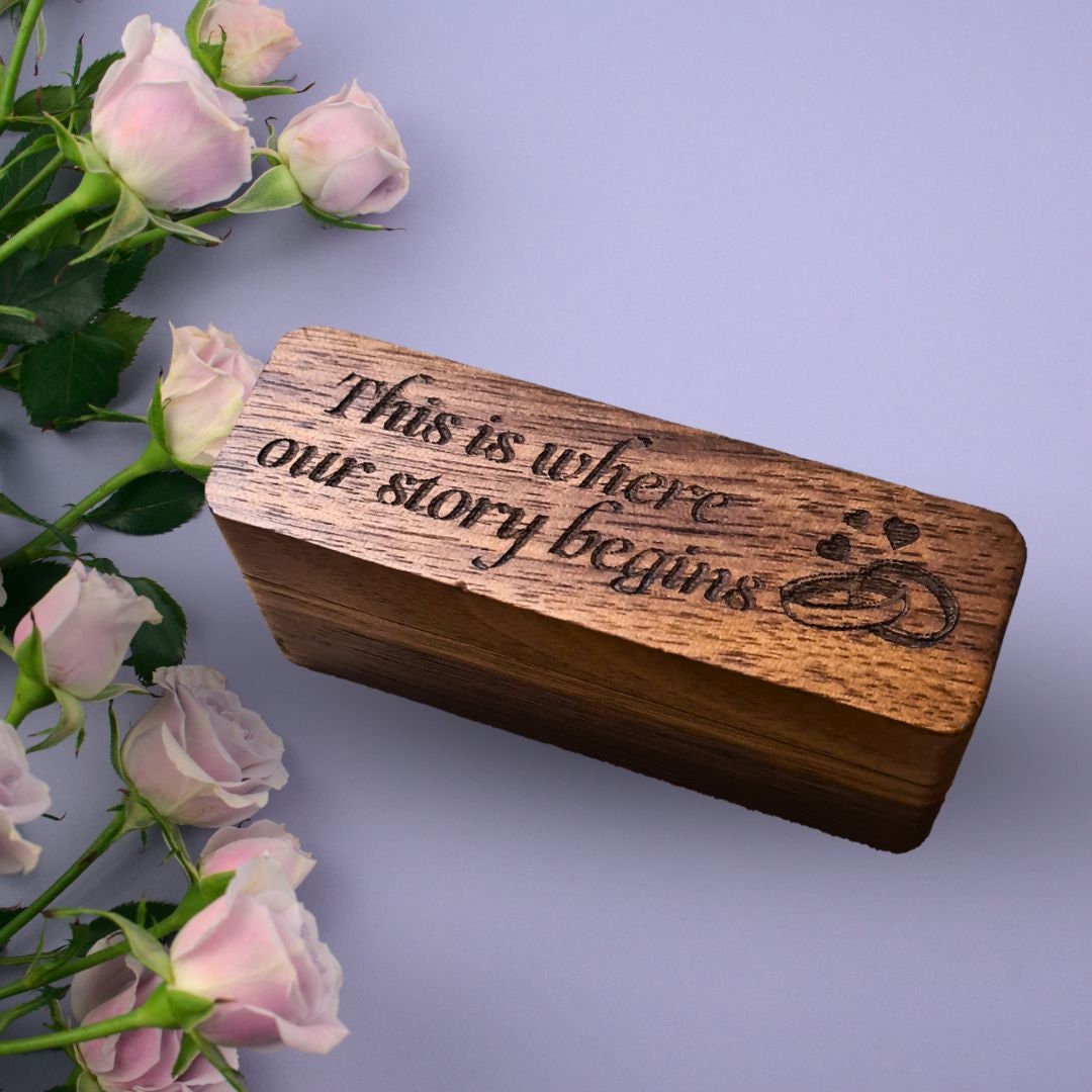 Personalised Wedding/Engagement Ring Box - Walnut Ring Box