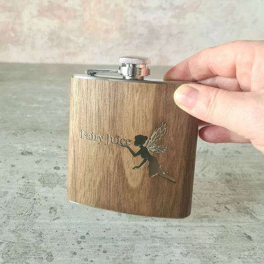 personalised fairy wooden drinks flask