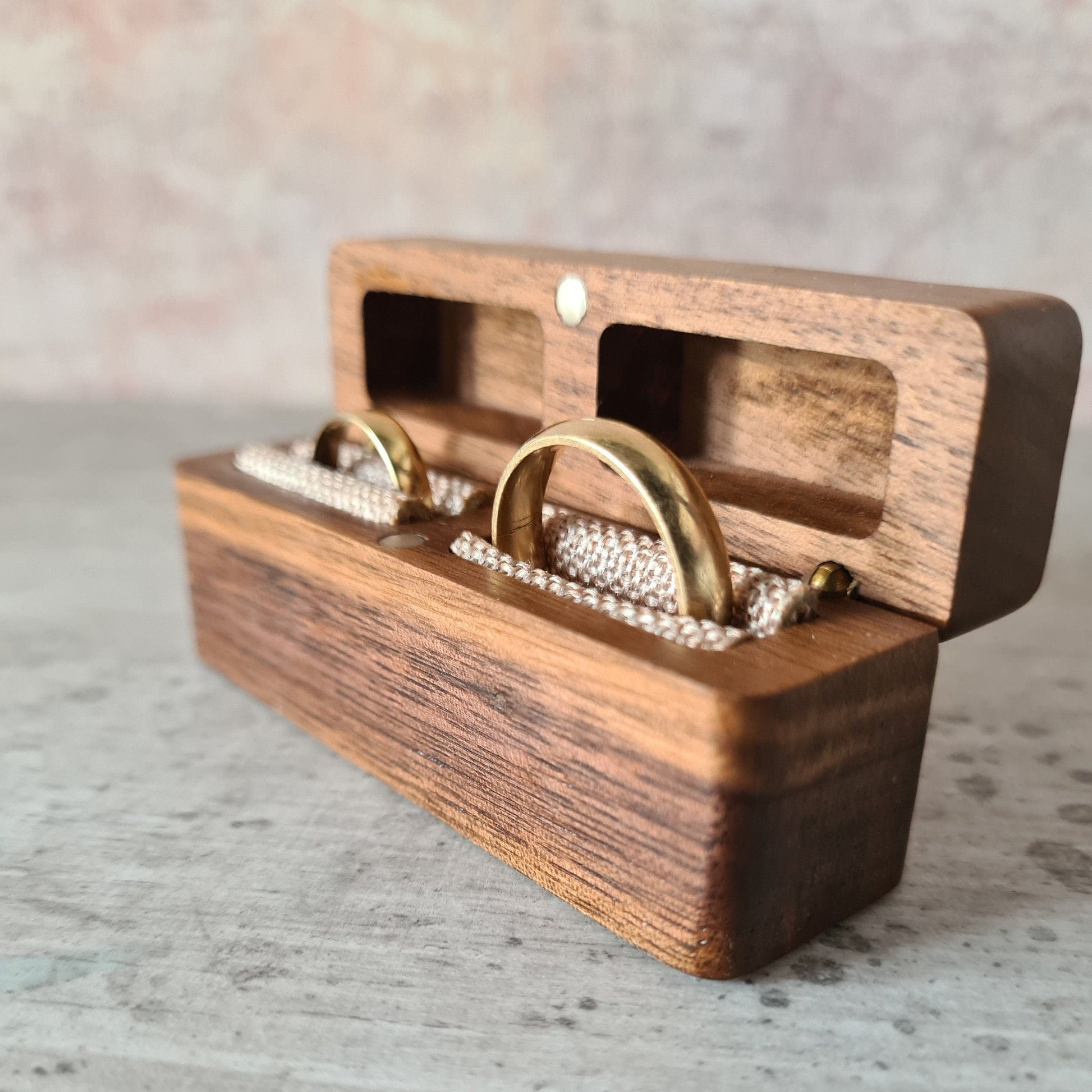 walnut wedding ring box personalised message