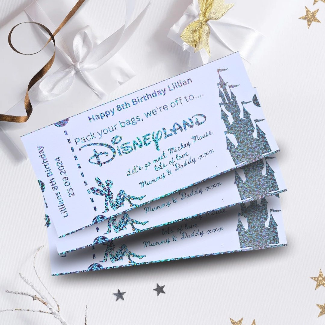 disney castle foil birthday surprise ticket