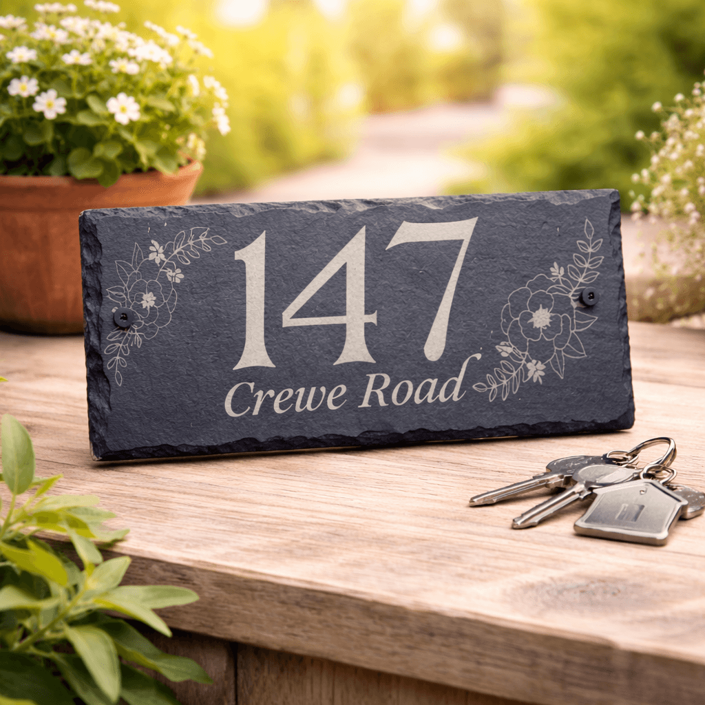 engraved slate house sign
