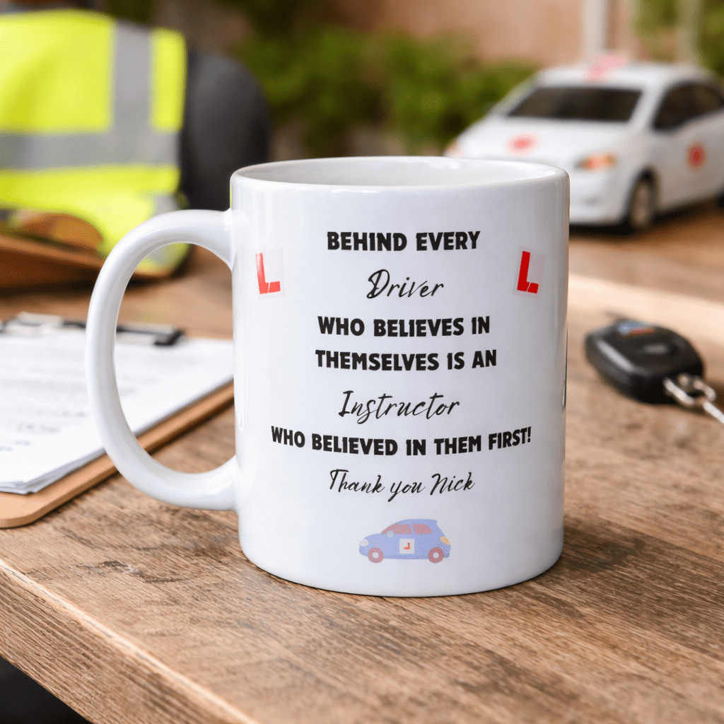 personalised driving instructor mug: thank you gift for driving teacher
