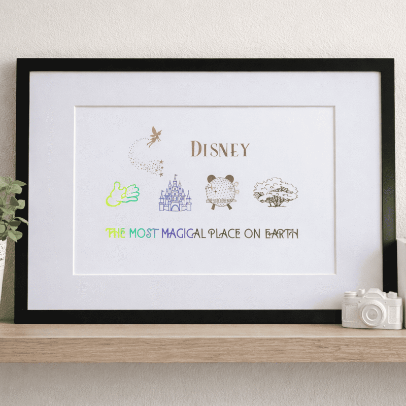 a3 framed theme park inspired metallic foil art print creating making memories