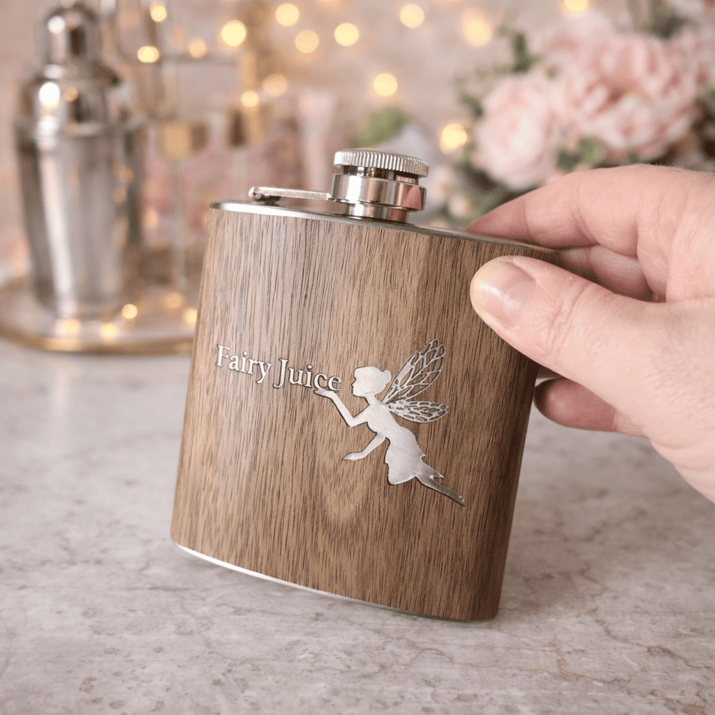 fairy engraved hip flask birthday gift for her