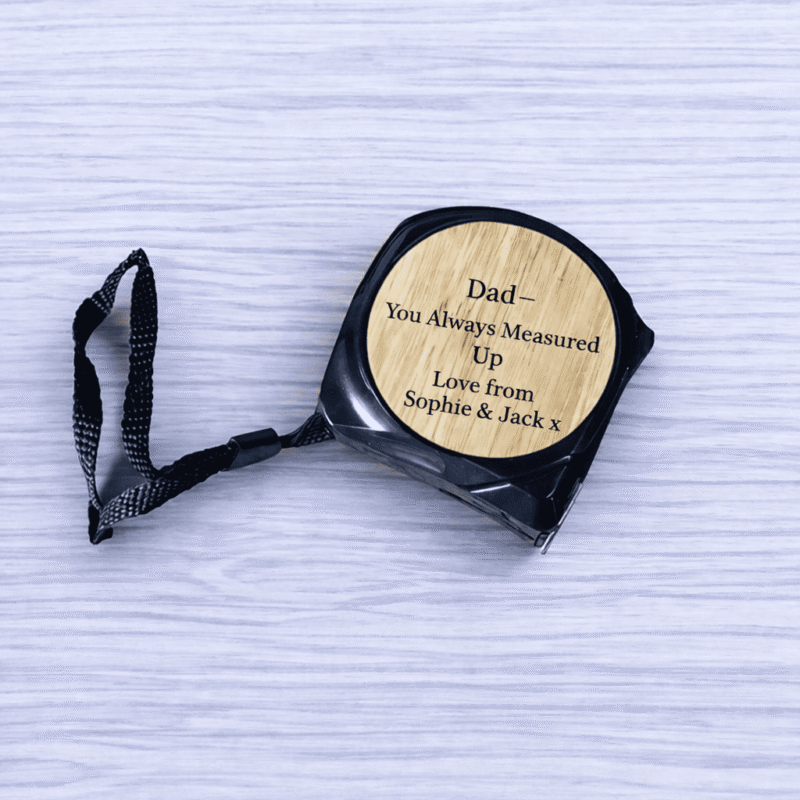 personalised tape measure engraved with your own message