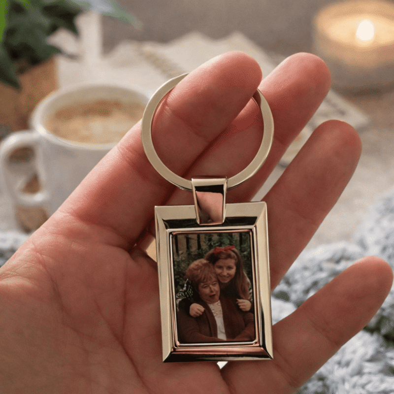 rectangle metal photo keyring
